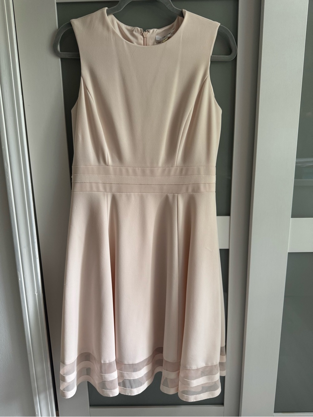 Calvin Klein Sleeveless Cream Midi Fit-and-Flare Dress